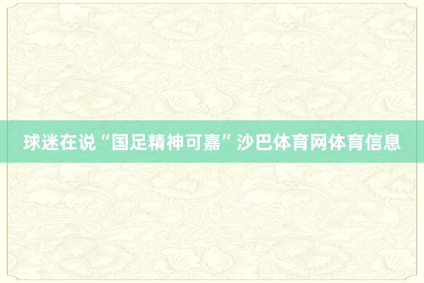 球迷在说“国足精神可嘉”沙巴体育网体育信息