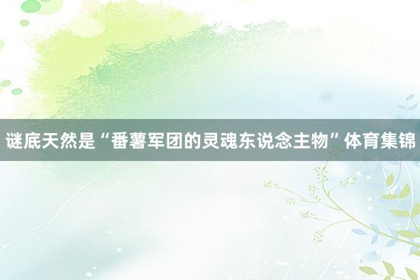 谜底天然是“番薯军团的灵魂东说念主物”体育集锦
