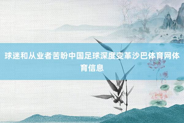 球迷和从业者苦盼中国足球深度变革沙巴体育网体育信息