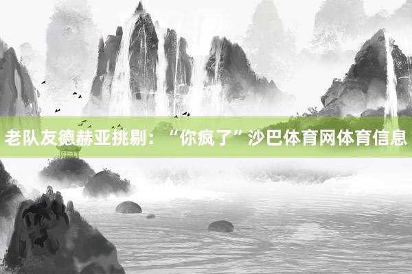 老队友德赫亚挑剔：“你疯了”沙巴体育网体育信息