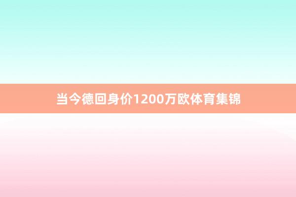 当今德回身价1200万欧体育集锦