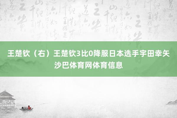 王楚钦(右)王楚钦3比0降服日本选手宇田幸矢沙巴体育网体育信息