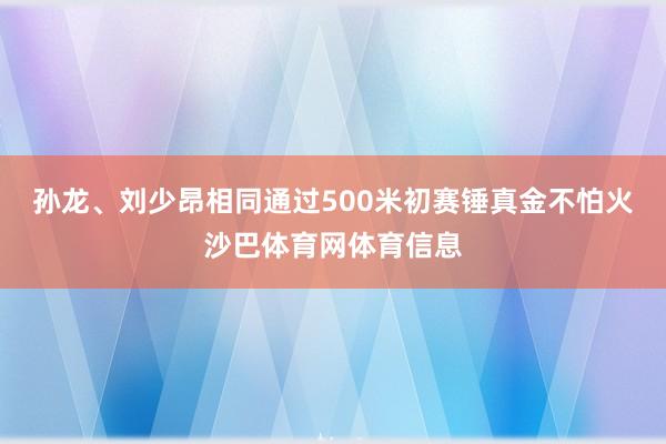 孙龙、刘少昂相同通过500米初赛锤真金不怕火沙巴体育网体育信息