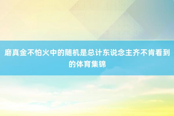 磨真金不怕火中的随机是总计东说念主齐不肯看到的体育集锦