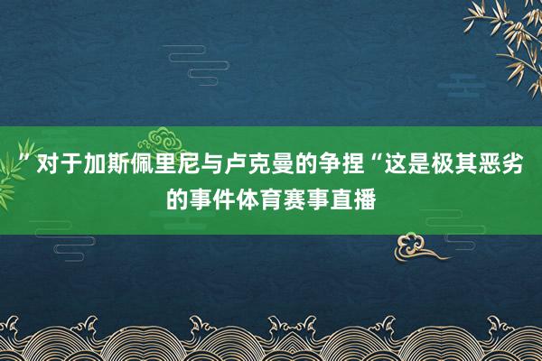 ”对于加斯佩里尼与卢克曼的争捏“这是极其恶劣的事件体育赛事直播