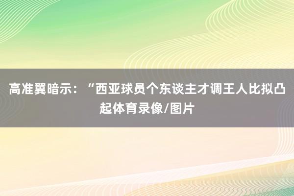 高准翼暗示:“西亚球员个东谈主才调王人比拟凸起体育录像/图片