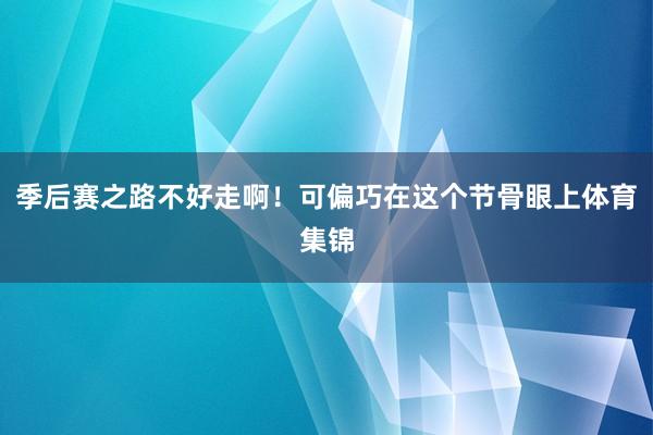 季后赛之路不好走啊!可偏巧在这个节骨眼上体育集锦
