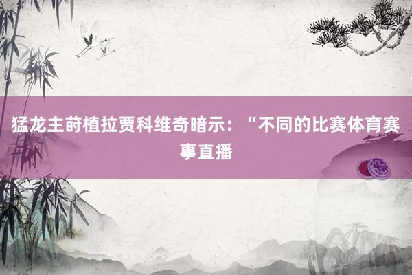 猛龙主莳植拉贾科维奇暗示：“不同的比赛体育赛事直播