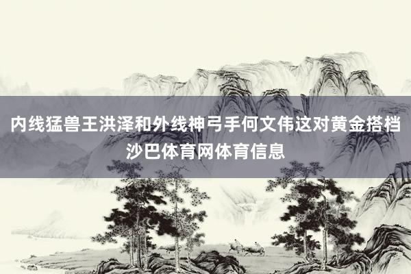 内线猛兽王洪泽和外线神弓手何文伟这对黄金搭档沙巴体育网体育信息