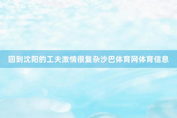 回到沈阳的工夫激情很复杂沙巴体育网体育信息
