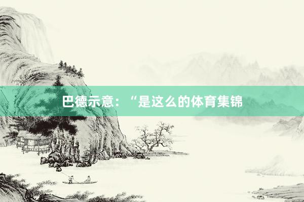 巴德示意：“是这么的体育集锦